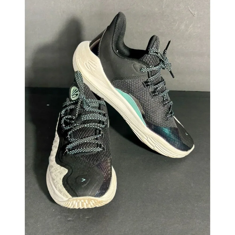 Under Armour Curry 11 Future Curry GS Basketball Shoes Black Teal White Size 7Y